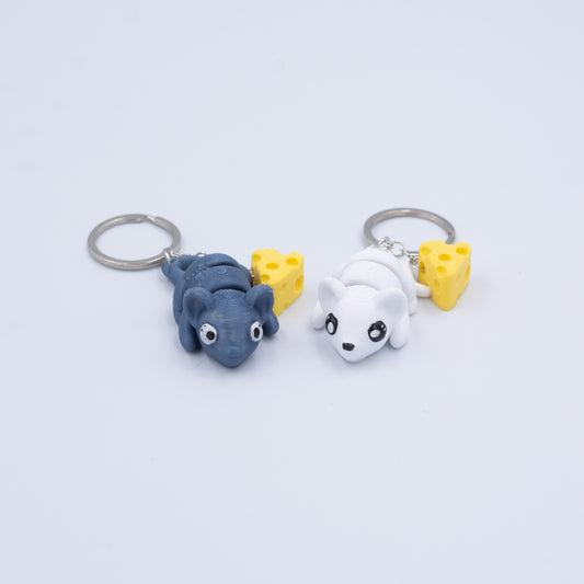 3D PRINTED MOUSE AND CHEESE KEYCHAIN WIGLET